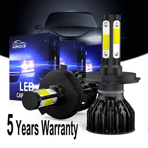 4 Sides 9003 HB2 H4 LED Headlight Bulbs Kit For Toyota Yaris Hatchback