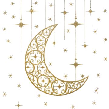 Crescent Moon With Hanging Stars On Transparent Background Crescent