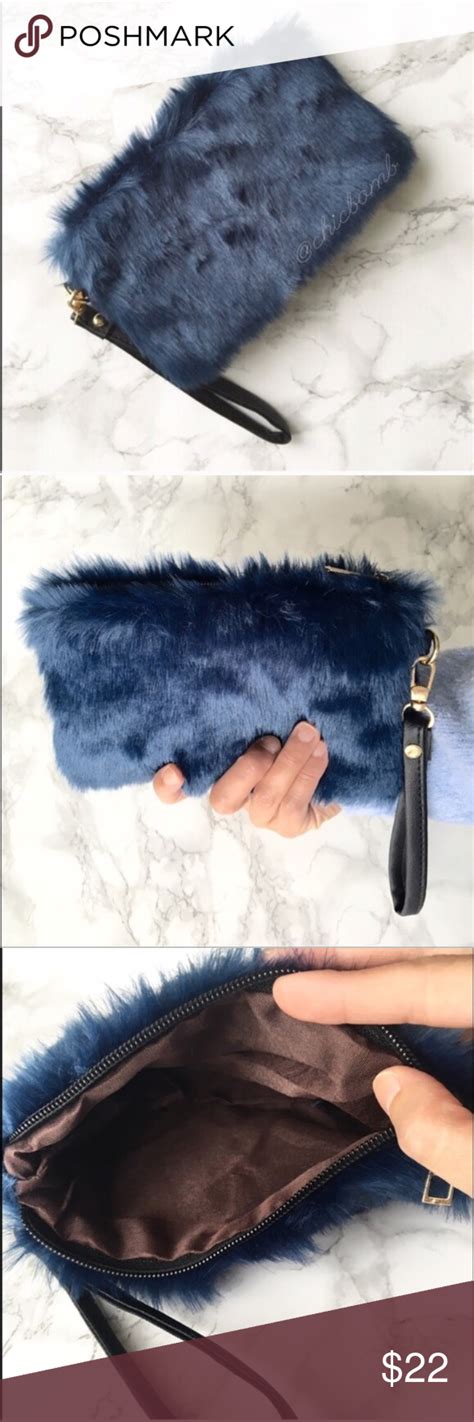 Fur Ball Modern Chic Wristlet In Dark Blu Teal Bags Beautiful Bags