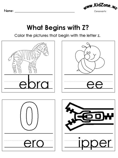 Letter Z Activities For Kindergarten