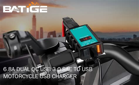 Amazon BATIGE 6 8A Motorcycle USB Charger SAE To USB Adapter Dual