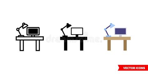 Workplace Icon Of 3 Types Color Black And White Outline Isolated