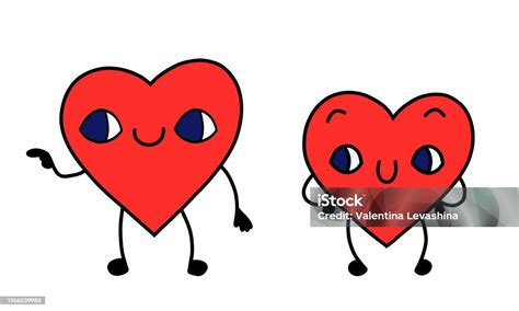 Karakter Hati Kartun Hati Untuk Hari Valentine Ilustrasi Stiker Datar