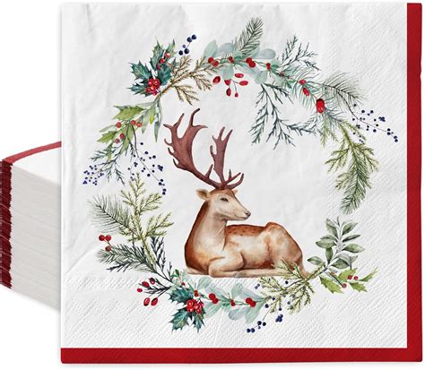 Amazon Anydesign Pack Christmas Paper Napkins Watercolor Elk