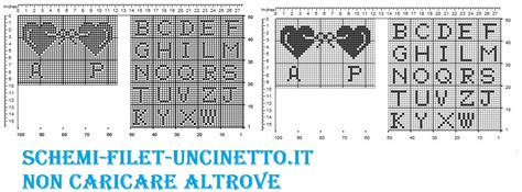 Portafedi Con Cuori Fiocco E Iniziali Schemi Filet Uncinetto Da