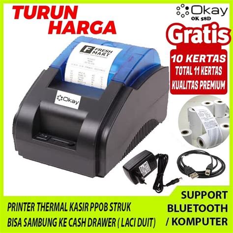 Jual PRINTER BLUETOOTH THERMAL KASIR PPOB POS 58MM OK 58D KERTAS 10