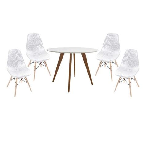 Conjunto Mesa Square Redonda Tampo Branco Fosco Cm Cadeiras