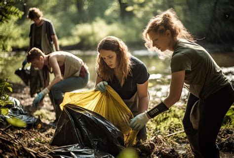 Un Grupo De Voluntarios Que Recogen Residuos En El Concepto De