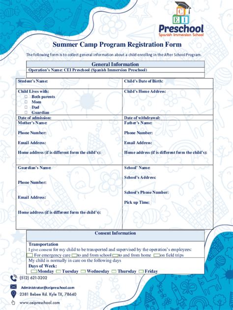 Fillable Online Summer Camp Detailed Registration Form Templatejotformsummer Camp Detailed