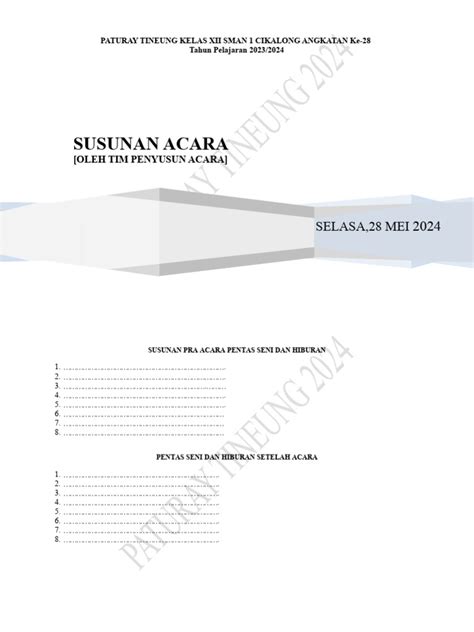 contoh susunan acara perpisahan