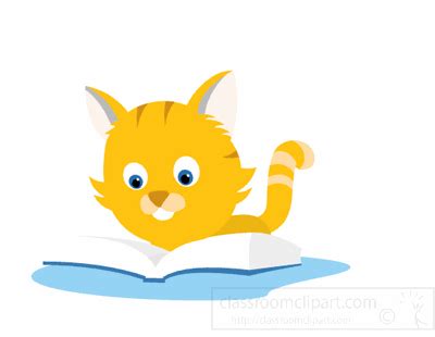 Education School Clipart - cat_reading_book_2_10A - Classroom Clipart