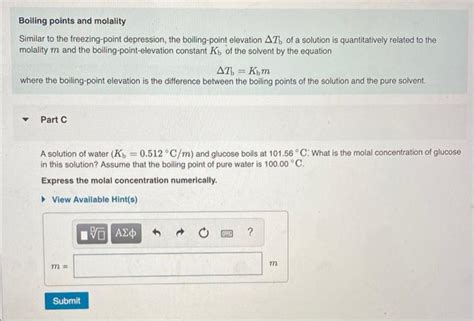 Solved Molality Freezing Point And Boiling Point Learning Chegg