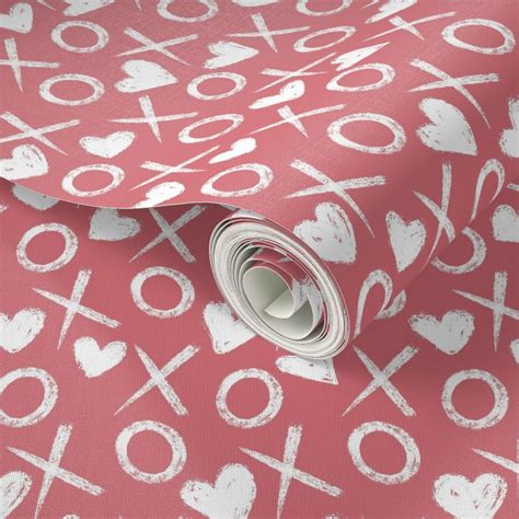 XO XO Drawing on pink (mini) Wallpaper | Spoonflower