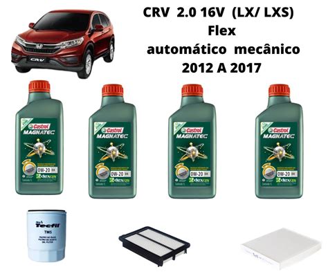 KIT REVISÃO TROCA DE OLEO HONDA CRV 2 0 16V 2012 A 2017 troca de oleo