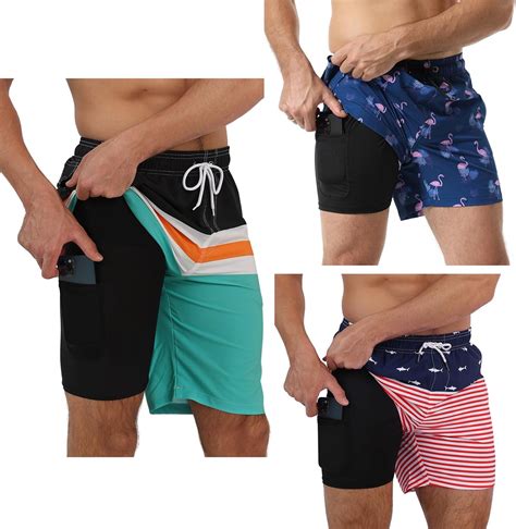 Arcweg Mens Swim Trunks With Compression Liner 9 Inch 2 In 1 Shorts Big