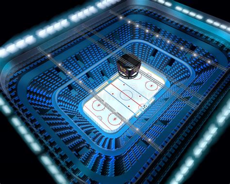 Ice Hockey Arena Stadium 3D Top View Stock Illustration - Illustration ...