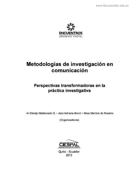 Metodología De Investigación En Comunicación Alfredo Manobanda Udocz