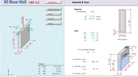 RC Shear Wall Analysis and Design Spreadsheet