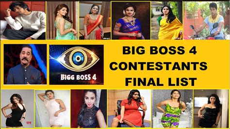 Bigg Boss 4 Tamil Contestants List Youtube