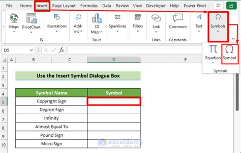 Insert Symbol Excel