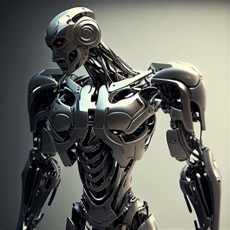 Premium AI Image Futuristic Robot A Metallic Humanoid Sentinel AI