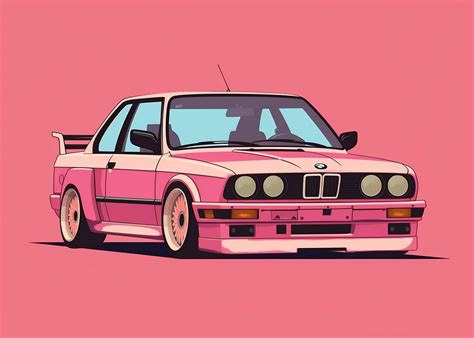 Pink Bmw E30 Poster Picture Metal Print Paint By Gabrangerlt