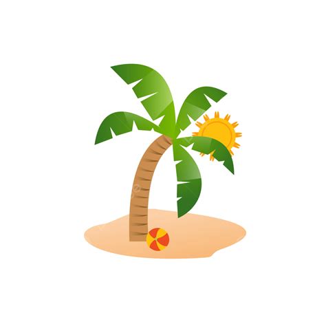 Vector Cartoon Coconut Tree Element Cartoon Coconut Tree Beach Png