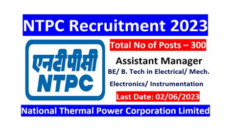 Ntpc Recruitment For Assistant Manager