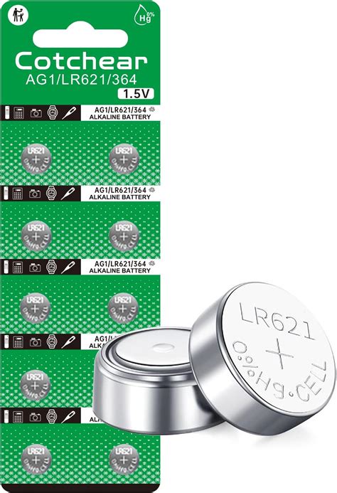 Amazon Cotchear 10pcs AG1 Battery LR621 364 Watch Battery 1 55V