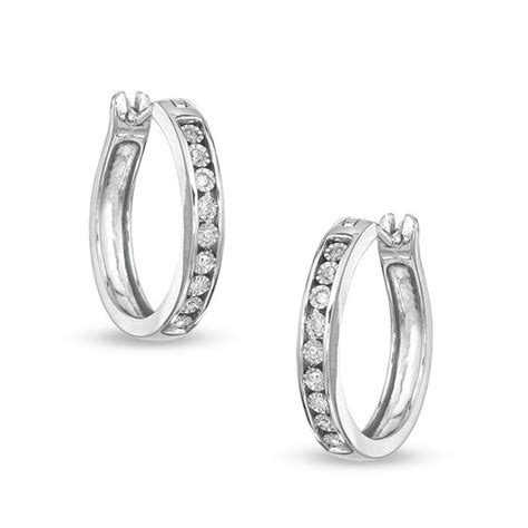 Diamond Accent Hoop Earrings in Sterling Silver | Silver and Diamonds ...