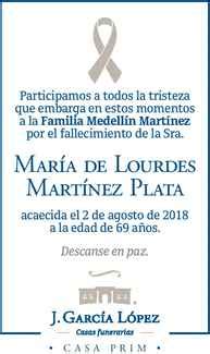 Se Ora Maria De Lourdes Mart Nez Plata Obituario Esquela