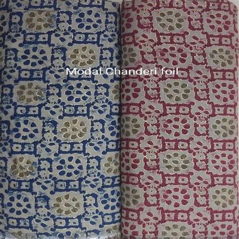 Viscose Rayon Cotton Chanderi Foil Print Fabric Floral Multicolour At