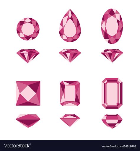 Red gemstones and diamonds shapes Royalty Free Vector Image