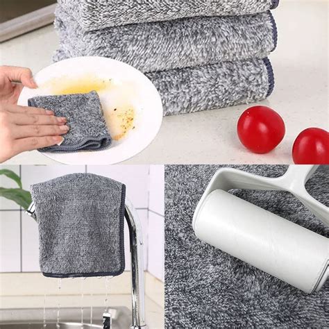 5pcs Household Cleaning Kitchen Dish Cloth Thickened Absorbent Fine Fiber Dish Towel Hand Towel