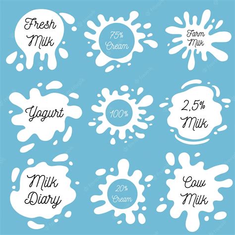 Premium Vector Milk Emblems And Dairy Labels With Splashes And Blots