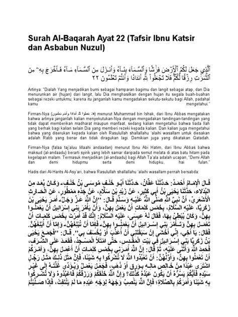 Asbabun Nuzul Surah Al Baqarah Ayat 22 Pdf