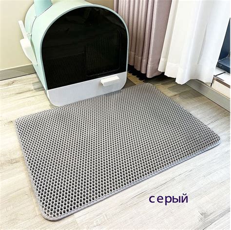 Двухслойный коврик для кошачьего туалета 60*90см, серый / Коврик под ...