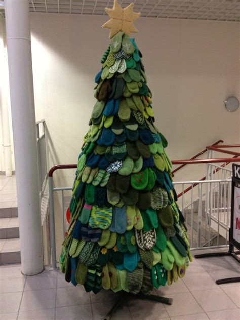 Christmas Tree Made Of Mittens Great Idea For Donation Collections