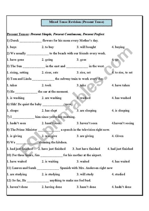 Tenses English Exercises Pdf Nehru Memorial