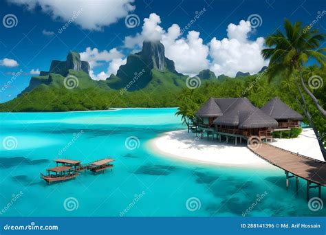 Bora Bora Islands Detailed Editable Map Cartoon Vector Cartoondealer