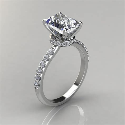 Radiant Cut Hidden Halo Moissanite Engagement Ring Forever Moissanite