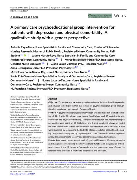 A Primary Care Psychoeducational Group Intervention For Patients With