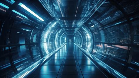 Fundo Túnel Futurista Com Luzes Brilhantes Ao Longo Dele Fundo Ilustração 3d Do Túnel 4k Uhd