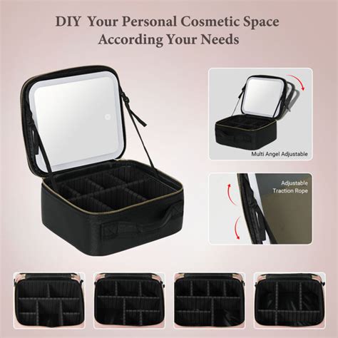 Rebrilliant Travel Makeup Bag With Led Lighted Mirror Cosmetic Makeup