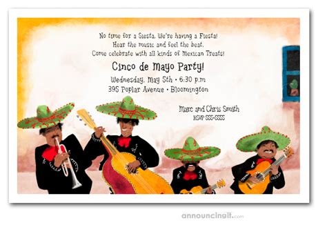 Mariachi Band Cinco de Mayo Mexican Fiesta Party Invitations