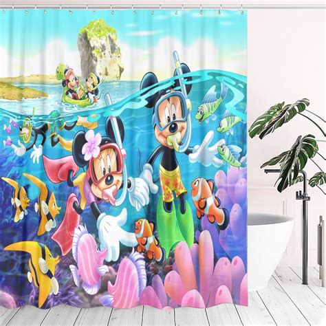 Cartoon Mickey Mouse Design Waterproof Shower Curtains 35x72 Inch ...