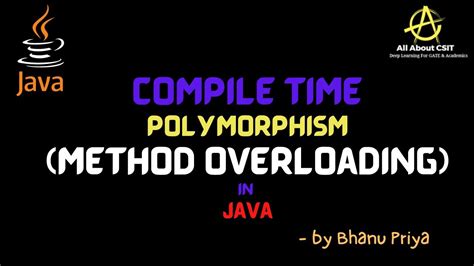 Compile Time Polymorphism Method Overloading Lec 46 Java Tutorials Bhanupriya Youtube