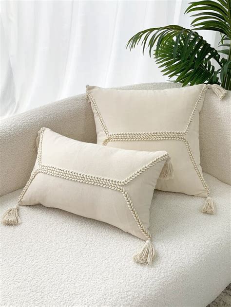 Pc Tassel Decor Cushion Cover Without Filler Simple Throw Pillow Case