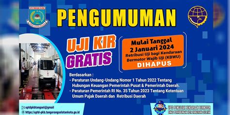 Asyik Pemkot Tangsel Bakal Gratiskan Uji Kir Mulai 2 Januari 2024