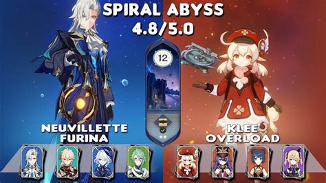 Spiral Abyss 4 8 5 0 C0 Neuvillette Furina C0 Klee Overload Floor